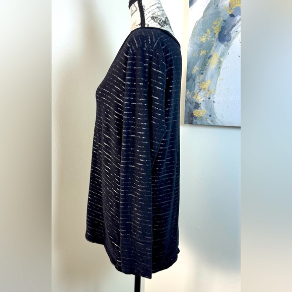 a.n.a Chic Cotton Blend Charcoal and silver Striped Long Sleeve Top size XL - Picture 5 of 8